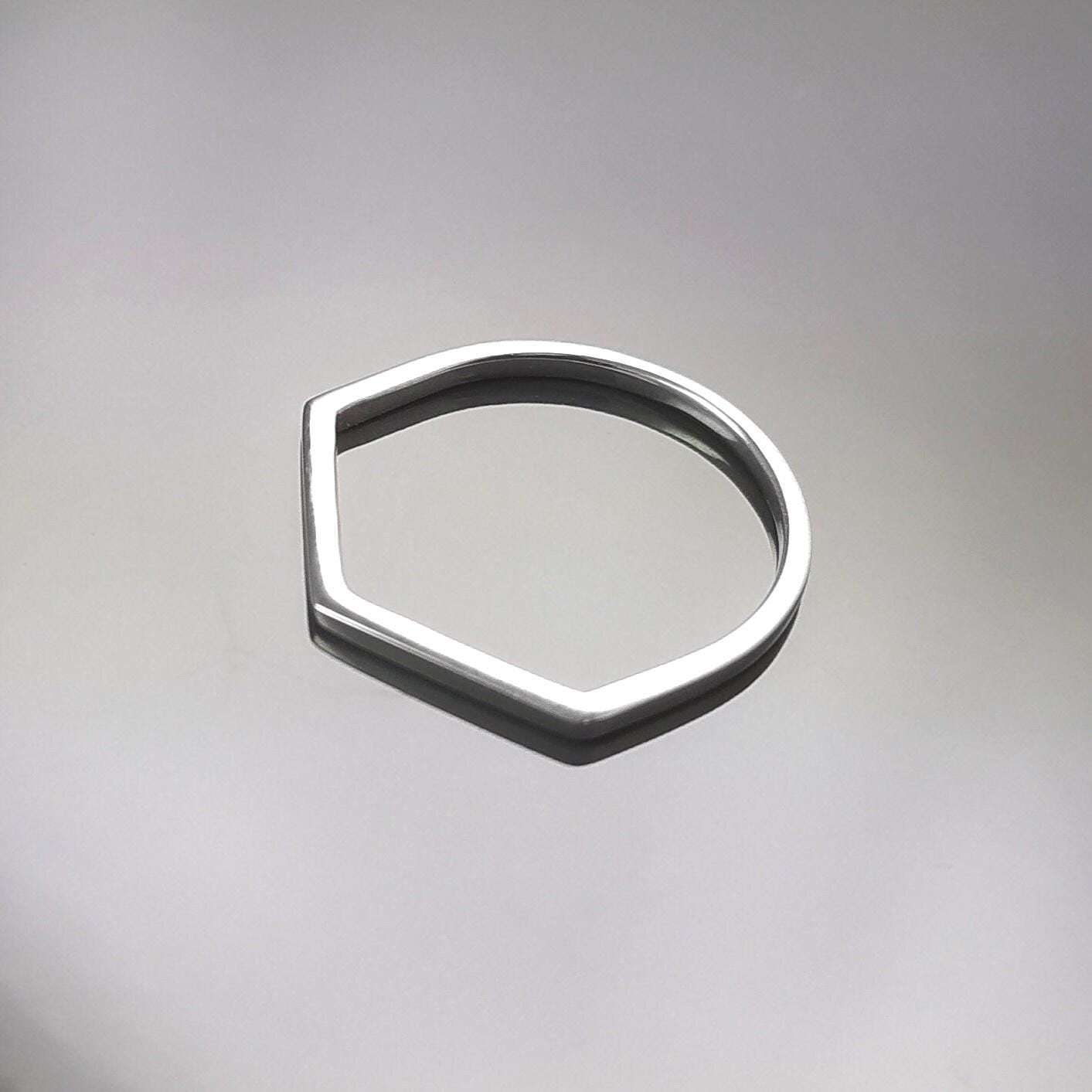 Minimalist Hexagon Ring • Simple Sterling Silver Stacking Band • Unisex Contemporary Geometric Shape Jewelry • Modern Gift for Women or Men