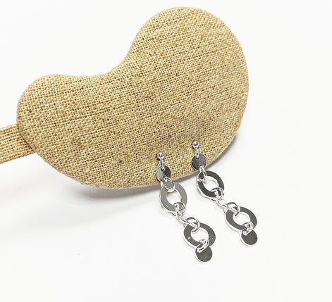 Disc Round Earrings, Sterling Silver, Discs Flat Disks Jewelry, Dangle Circle Shape earrings, Drop Geometric Earrings