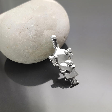 Boy and Girl Sterling Silver Pendant, Future Mother, Mother-to-Be, Mom, expectant, birth, newborn, pregnancy maternity, Baby Shower Jewelry