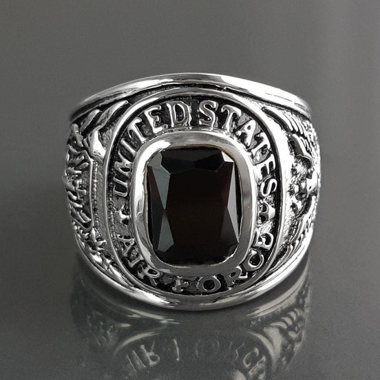 American Men Ring US Air Force Ring Sterling Silver 925 US Army Jewelry Black stone Ring Modern Mens Ring Man jewelry Gift Idea for him