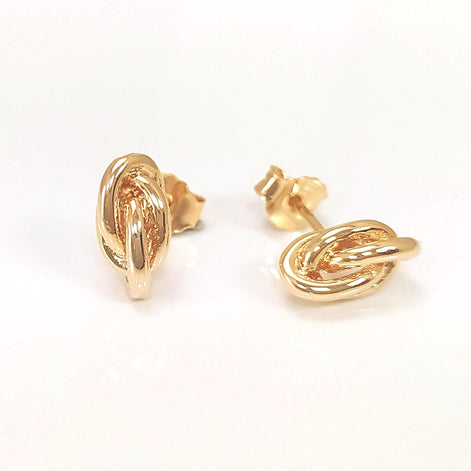 West Indian Creole Knot Golden Stud Earrings, guaranteed 18K gold plated, West Indies Caribbean Antillean Antillas Caribbeans jewelry