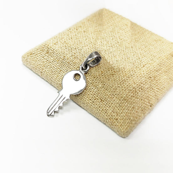 Modern KEY Pendant - Sterling Silver - Love KEY - Small jewelry, Promise Love symbol, Silver Key Charm, Silver Tiny Key Pendant