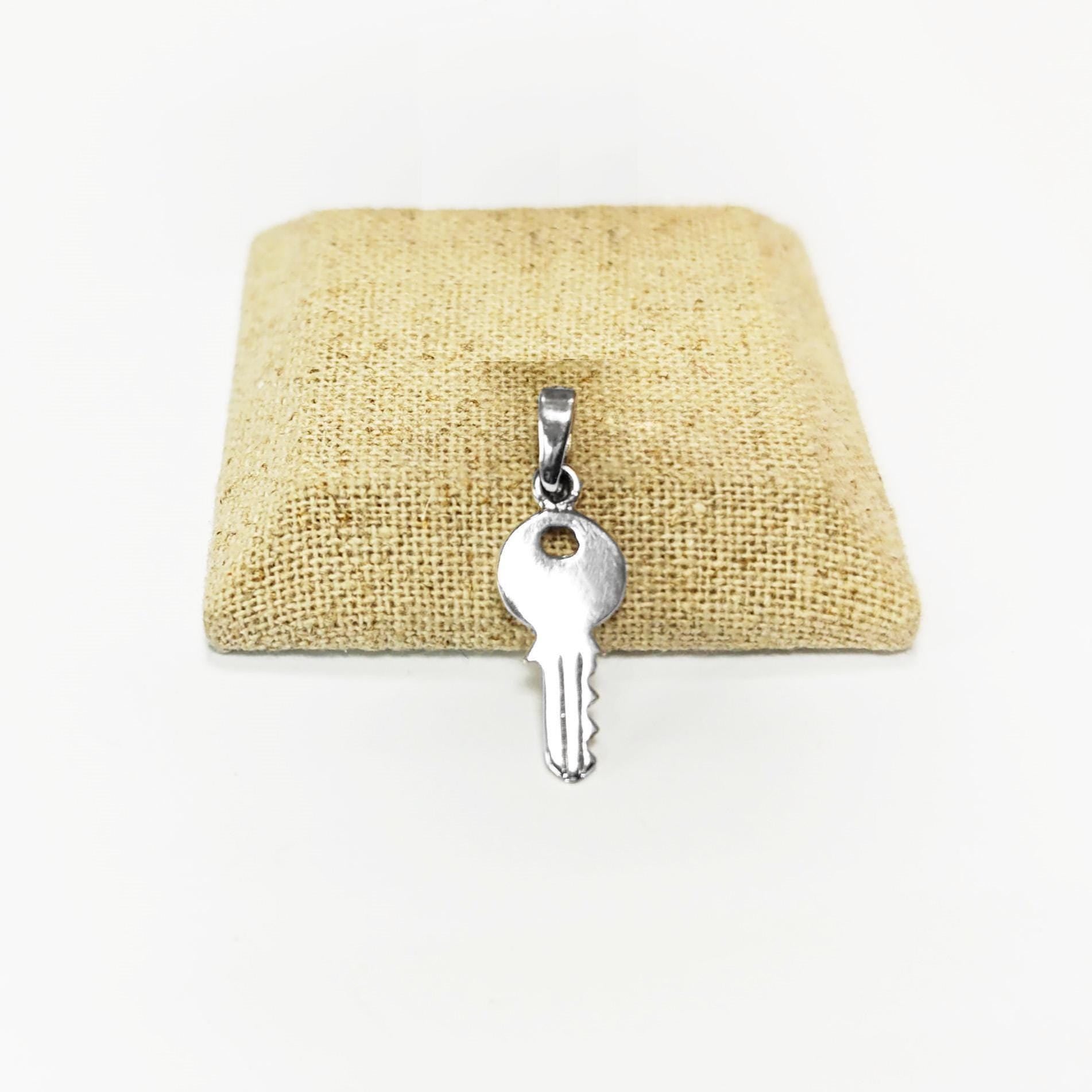 Modern KEY Pendant - Sterling Silver - Love KEY - Small jewelry, Promise Love symbol, Silver Key Charm, Silver Tiny Key Pendant