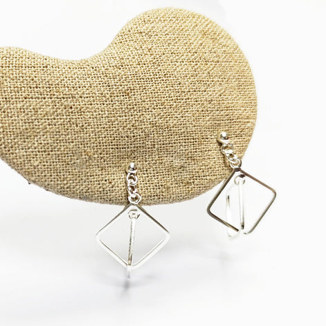 Sterling Silver Double Square Dangle Earrings • Modern Geometric Jewelry