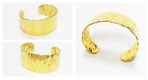 Hammered Gold Cuff Bracelet • 18K Gold Filled Open Bangle