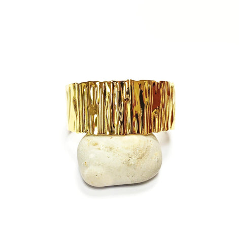 Hammered Gold Cuff Bracelet • 18K Gold Filled Open Bangle