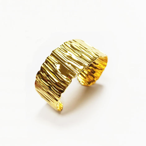 Hammered Gold Cuff Bracelet • 18K Gold Filled Open Bangle