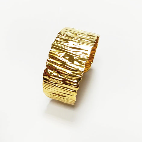 Hammered Gold Cuff Bracelet • 18K Gold Filled Open Bangle