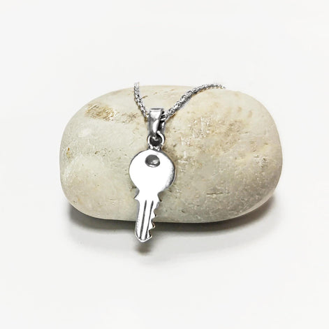Modern KEY Pendant - Sterling Silver - Love KEY - Small jewelry, Promise Love symbol, Silver Key Charm, Silver Tiny Key Pendant
