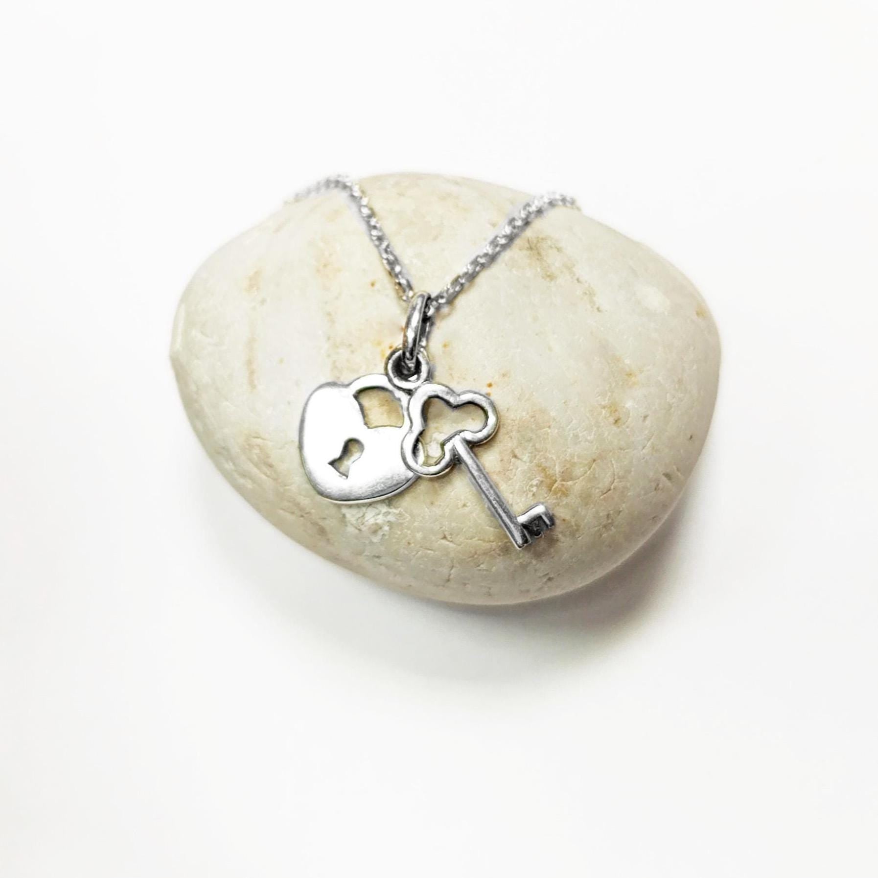 Sterling Silver Lock and Key Necklace • Romantic Love Jewelry
