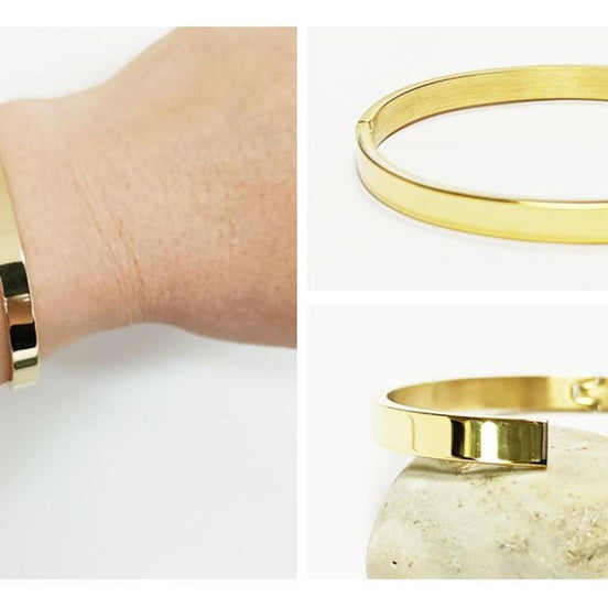 18K Gold Filled Bangle Bracelet • Sleek Minimalist Cuff, Classic Jewelry, Everyday Bangle, Classic Jewel for Gift