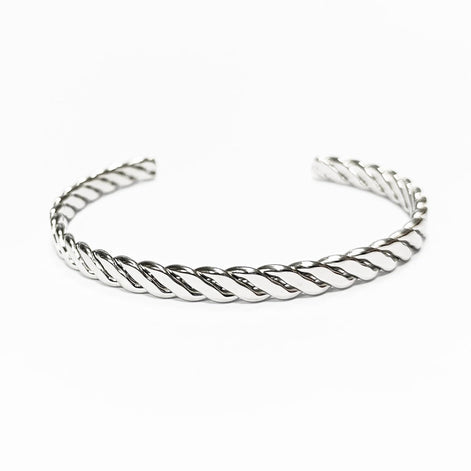 Twisted Cuff • Stainless Steel • Modern Rope Open Bangle Rigid Bracelet • Minimalist Unisex Jewelry • Light Slim Cuff • Gift for Men