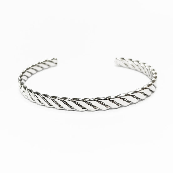 Twisted Cuff • Stainless Steel • Modern Rope Open Bangle Rigid Bracelet • Minimalist Unisex Jewelry • Light Slim Cuff • Gift for Men