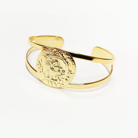 Japanese Art Deco Cuff Bracelet • 18K Gold Plated Open Bangle with Intricate Oriental Patterns Jewelry • Asian Antique Inspired Gift for Her