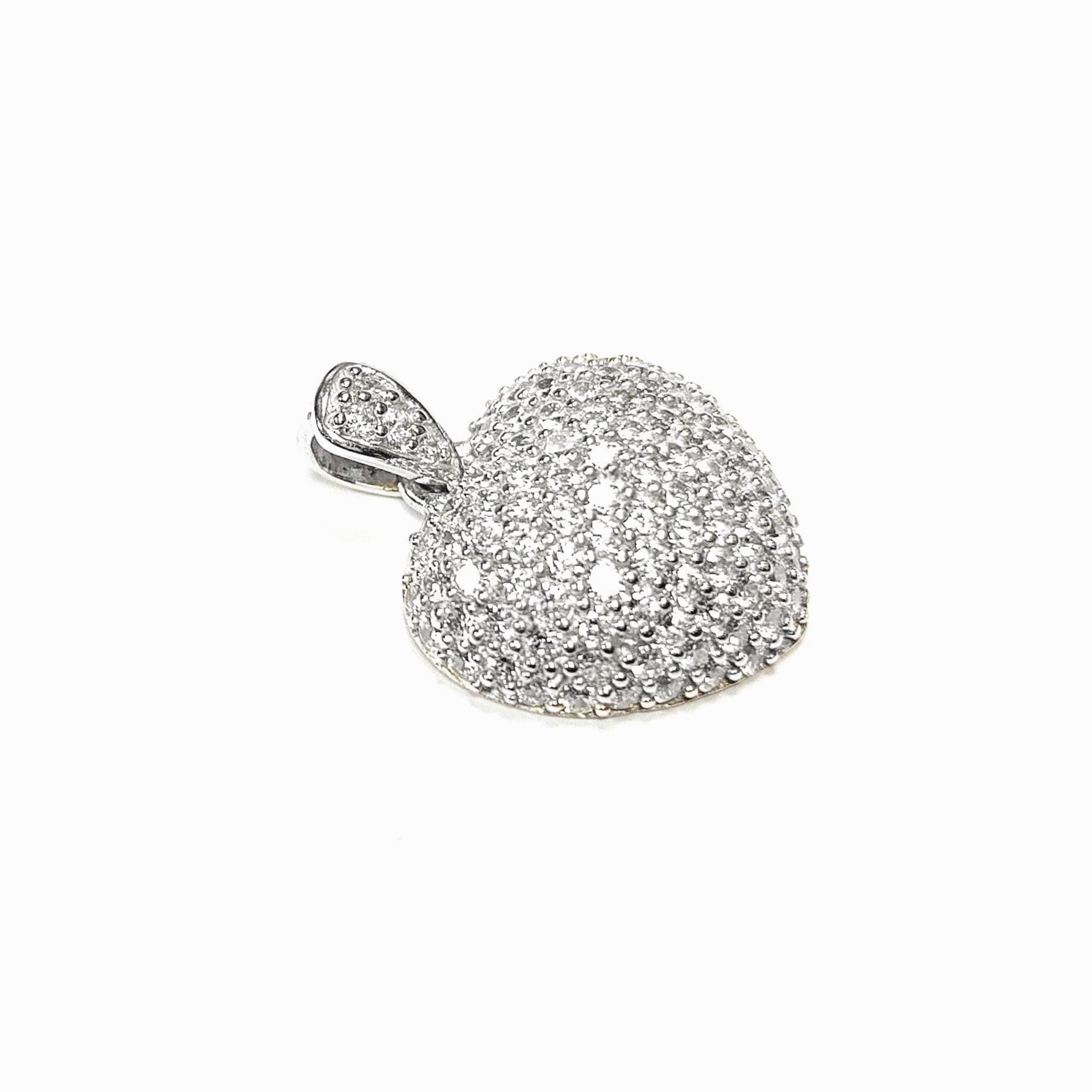 Forever Pave Diamond Heart Necklace by KRAMIKE • Love Necklace for Girlfriend • Perfect Gift for Wife • Sterling Silver • Size L • KP003