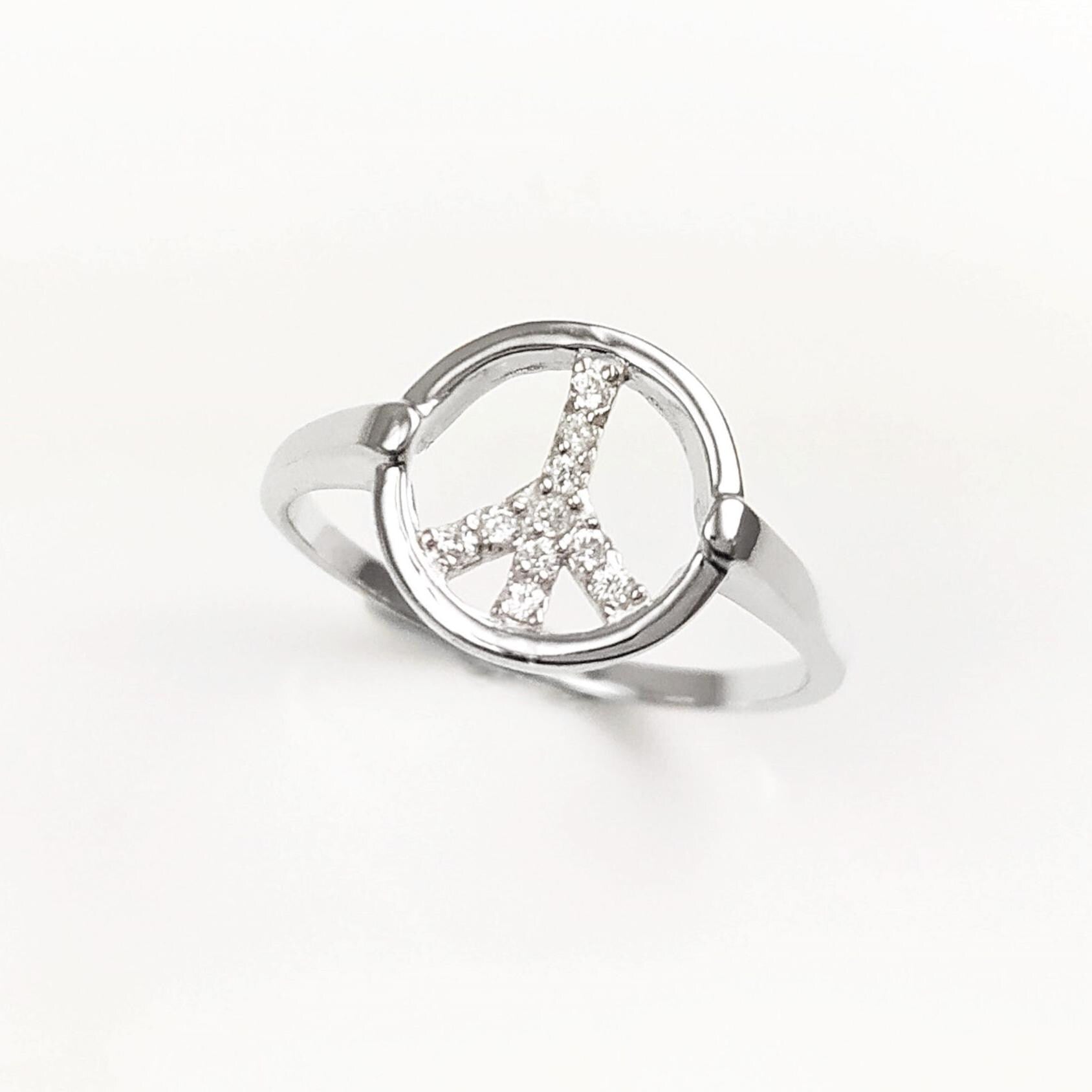 Peace and Love Ring • Solid 925 Silver • Bohemian Chic Ring • 70s Boho Jewelry