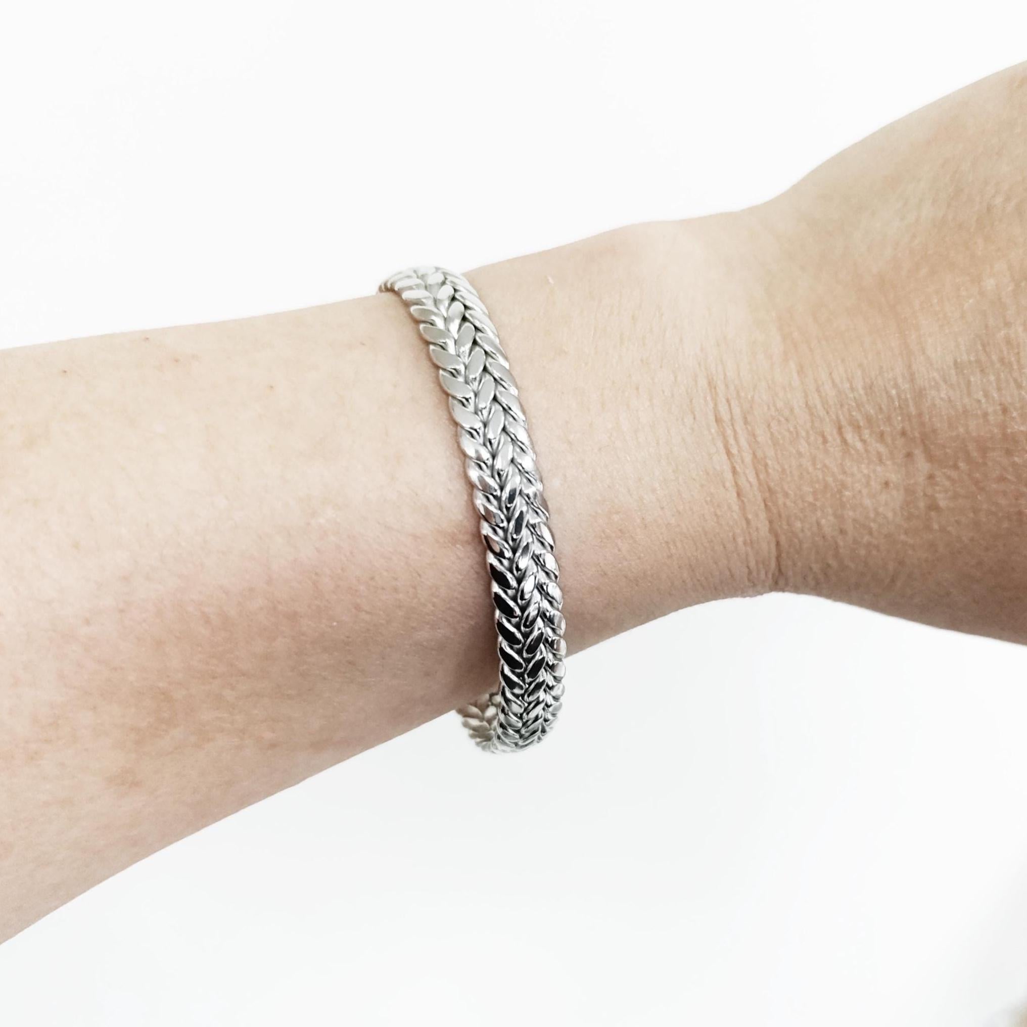 Braided Bangle Bracelet • Stainless Steel • Twisted Rope Open Rigid Cuff • Modern Unisex Jewelry • Light Slim Cuff • Gift for Her or Him