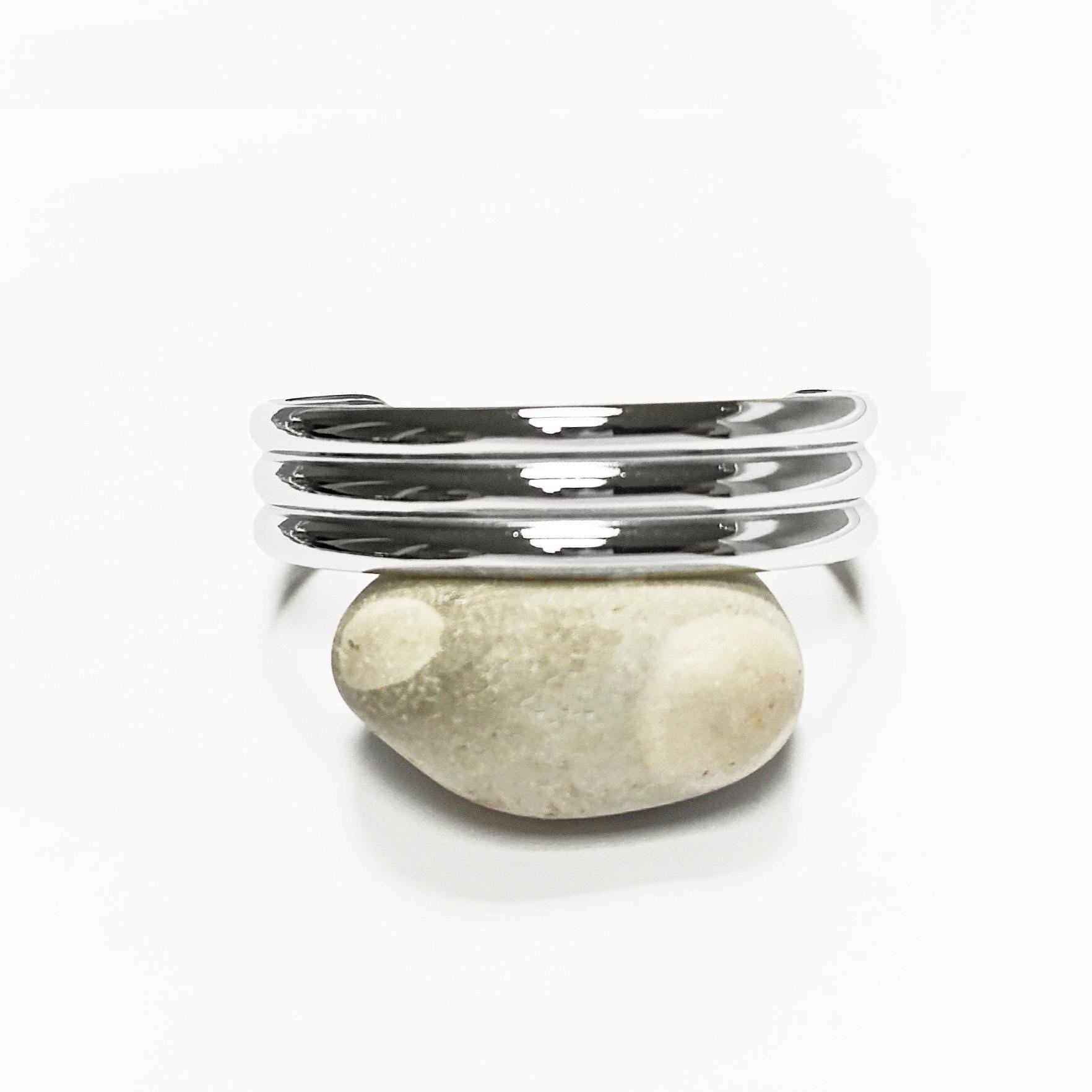Triple Row Cuff • Stainless Steel • Modern Open Bangle