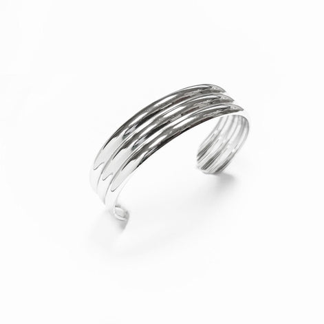 Triple Row Cuff • Stainless Steel • Modern Open Bangle