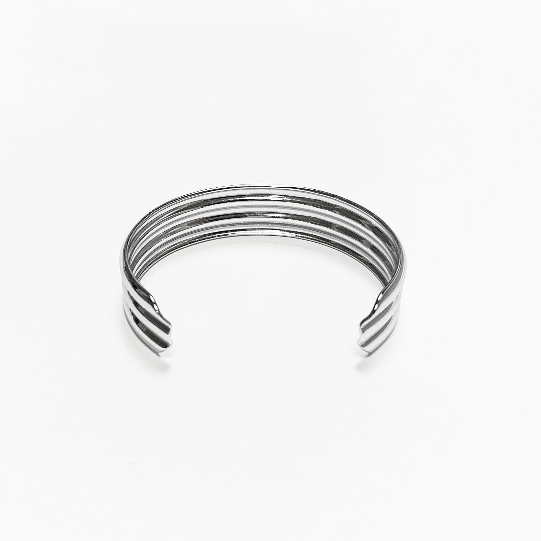 Triple Row Cuff • Stainless Steel • Modern Open Bangle