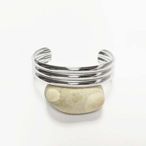 Triple Row Cuff • Stainless Steel • Modern Open Bangle