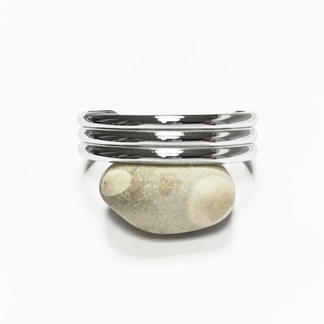 Triple Row Cuff • Stainless Steel • Modern Open Bangle