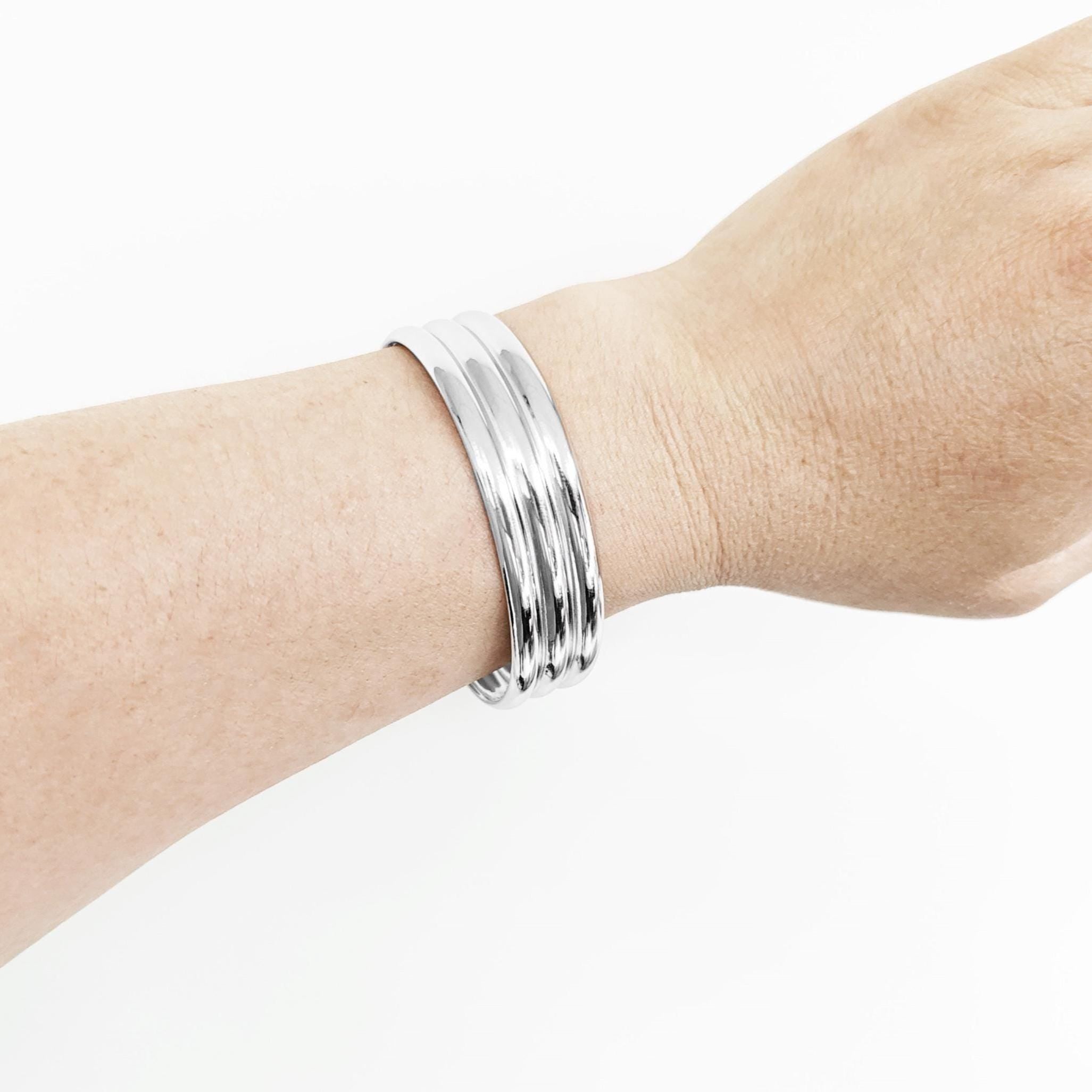 Triple Row Cuff • Stainless Steel • Modern Open Bangle
