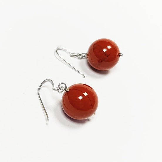 Red Jasper Hook Earrings • Sterling Silver 925 French Wires Hooks • Earthy Stone Jewelry • Dangle Natural Brown Red Gemstone • Gift for Her