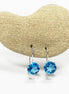 Stone 10mm Clear BLUE Stone Hook Earrings, Sterling Silver, 925 Earrings, Crocheted Earrings, Closed Crocheted Earrings, Blue Glass Stone
