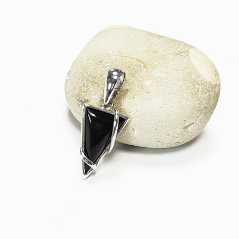 Triangle Onyx Earrings 925 Sterling Silver, Modern Dangle Onyx Stone Earrings, Unique Geometric Triangle Jewelry, Small Stone Earrings