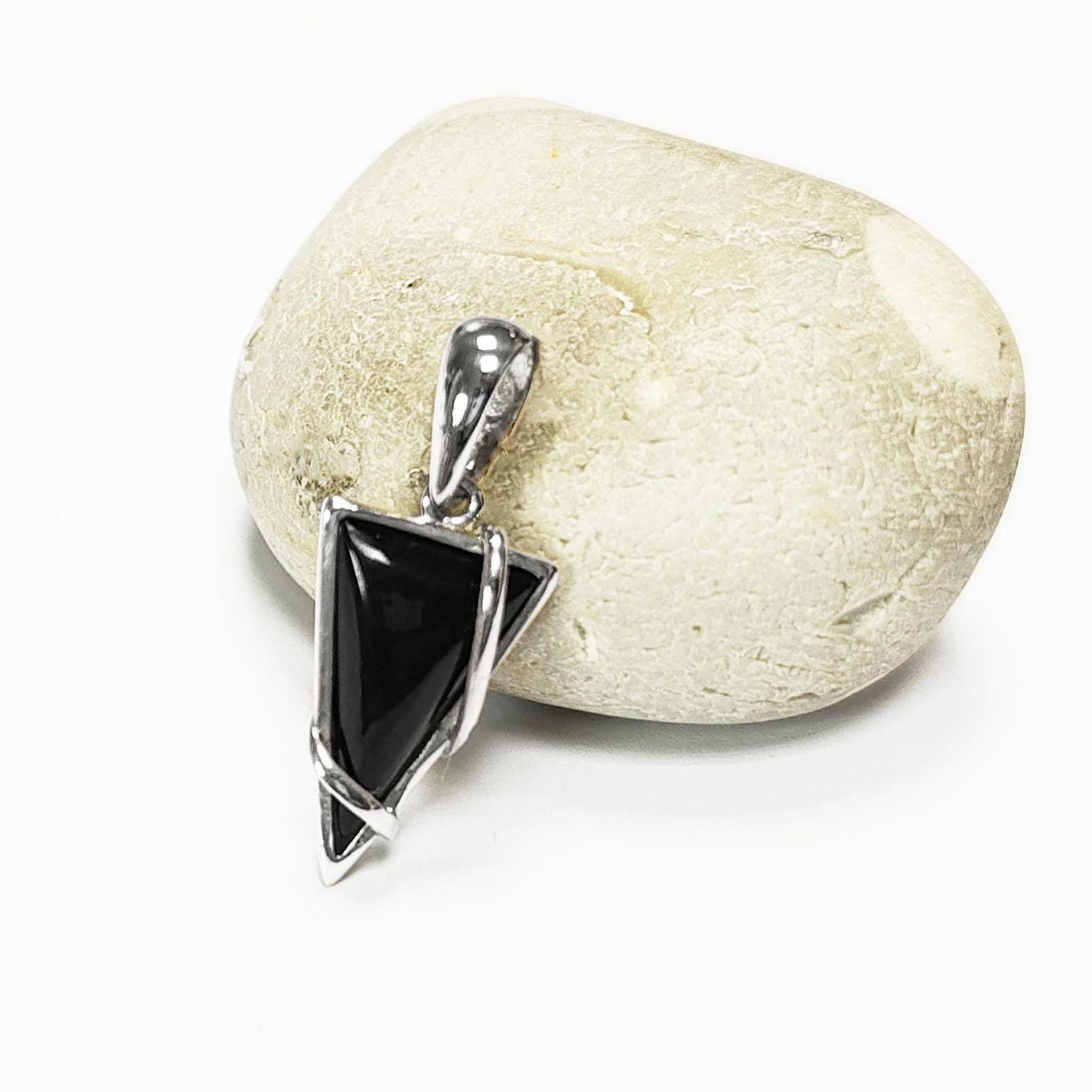 Onyx Sterling Silver 925 Pendant, Triangle 925 Sterling Silver, Modern Style Filigree, Original and Unique Jewelry, Sterling Silver Jewelry.