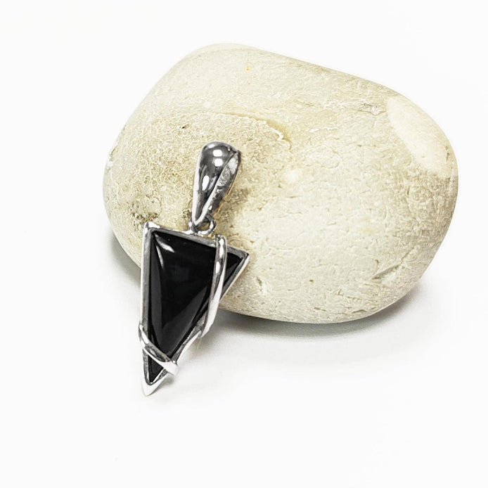 Onyx Sterling Silver 925 Pendant, Triangle 925 Sterling Silver, Modern Style Filigree, Original and Unique Jewelry, Sterling Silver Jewelry.