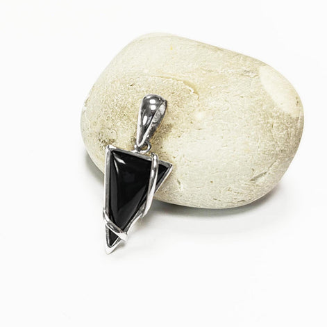 Black Triangle Earrings, Sterling Silver, Onyx Stone, Modern Geometric Jewelry, Earrings and Pendant Set, Women Gift