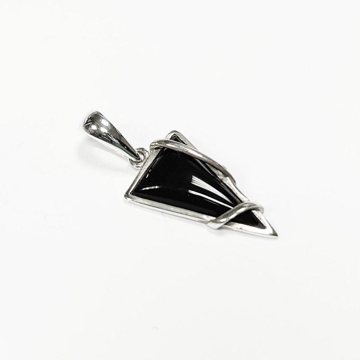 Black Triangle Earrings, Sterling Silver, Onyx Stone, Modern Geometric Jewelry, Earrings and Pendant Set, Women Gift
