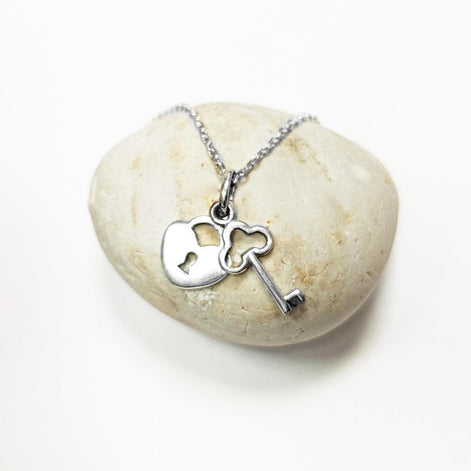 Sterling Silver Lock and Key Necklace • Romantic Love Jewelry
