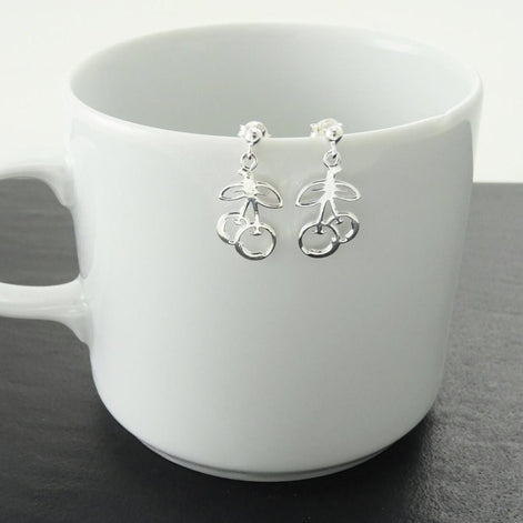 Trend Cherry Fruit Earrings Sterling Silver, Symbol of will, tenderness. Cherries Jewelry, Symbolic of abundance, Trend Gift for Her.