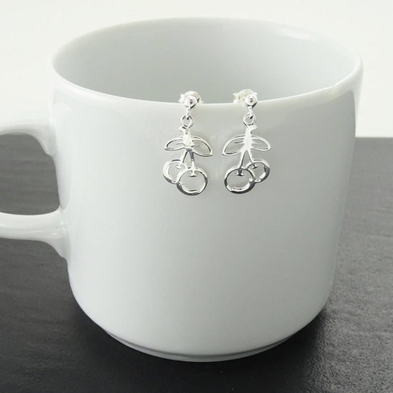 Trend Cherry Fruit Earrings Sterling Silver, Symbol of will, tenderness. Cherries Jewelry, Symbolic of abundance, Trend Gift for Her.