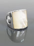 White Square MOP Ring, sterling silver, cuff ring, large armor Ring, modern minimalist wide stone design jewelry, Mother-of-Pearl Shell