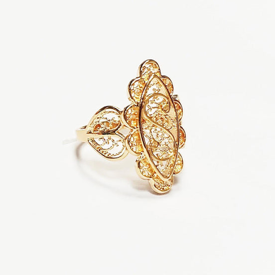 Marquise Filigree Ring • 18K Gold Plated • Art Deco Lace-Inspired Design • Vintage Floral Filigree Glam Jewelry • Statement Gift for Woman