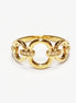 Gold Circle Chain Link Ring • 18K Gold Plated Cz Paved Stones • Statement Modern Circular Openwork Jewelry • Unique Timeless Gift for Woman