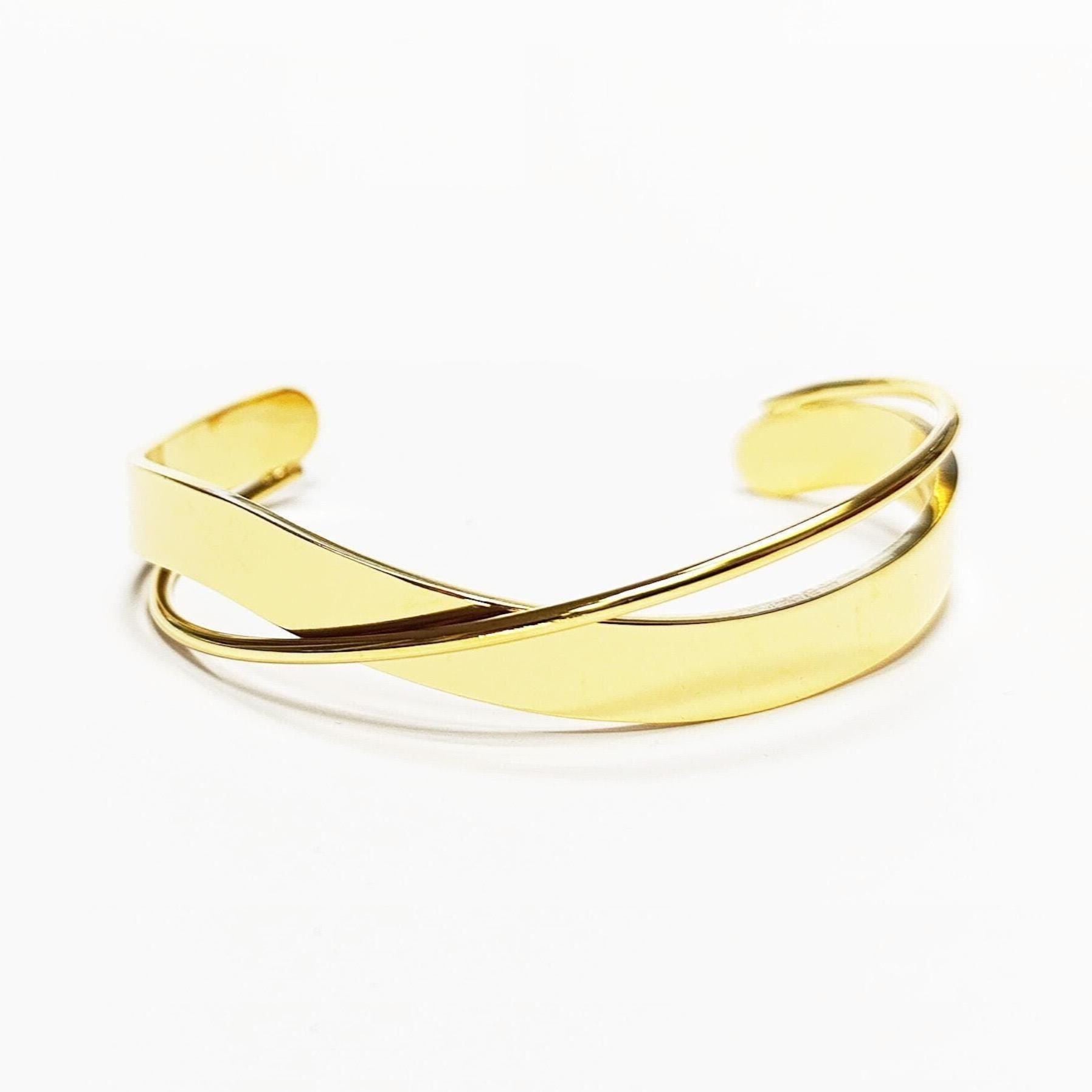 Crossing Cuff Bracelet • 18K Gold Filled • Statement Open Twist Bangle • Luxury Gift for Her