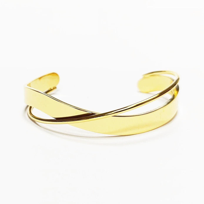 Crossing Cuff Bracelet • 18K Gold Filled • Statement Open Twist Bangle • Luxury Gift for Her