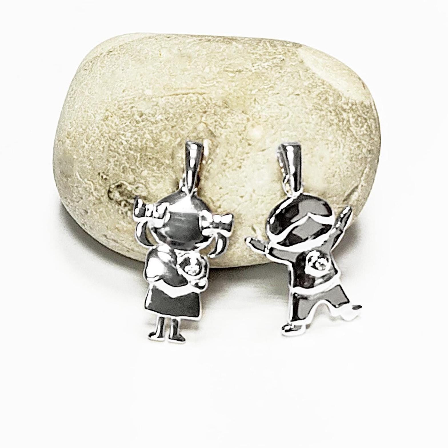 Boy and Girl Sterling Silver Pendant, Future Mother, Mother-to-Be, Mom, expectant, birth, newborn, pregnancy maternity, Baby Shower Jewelry