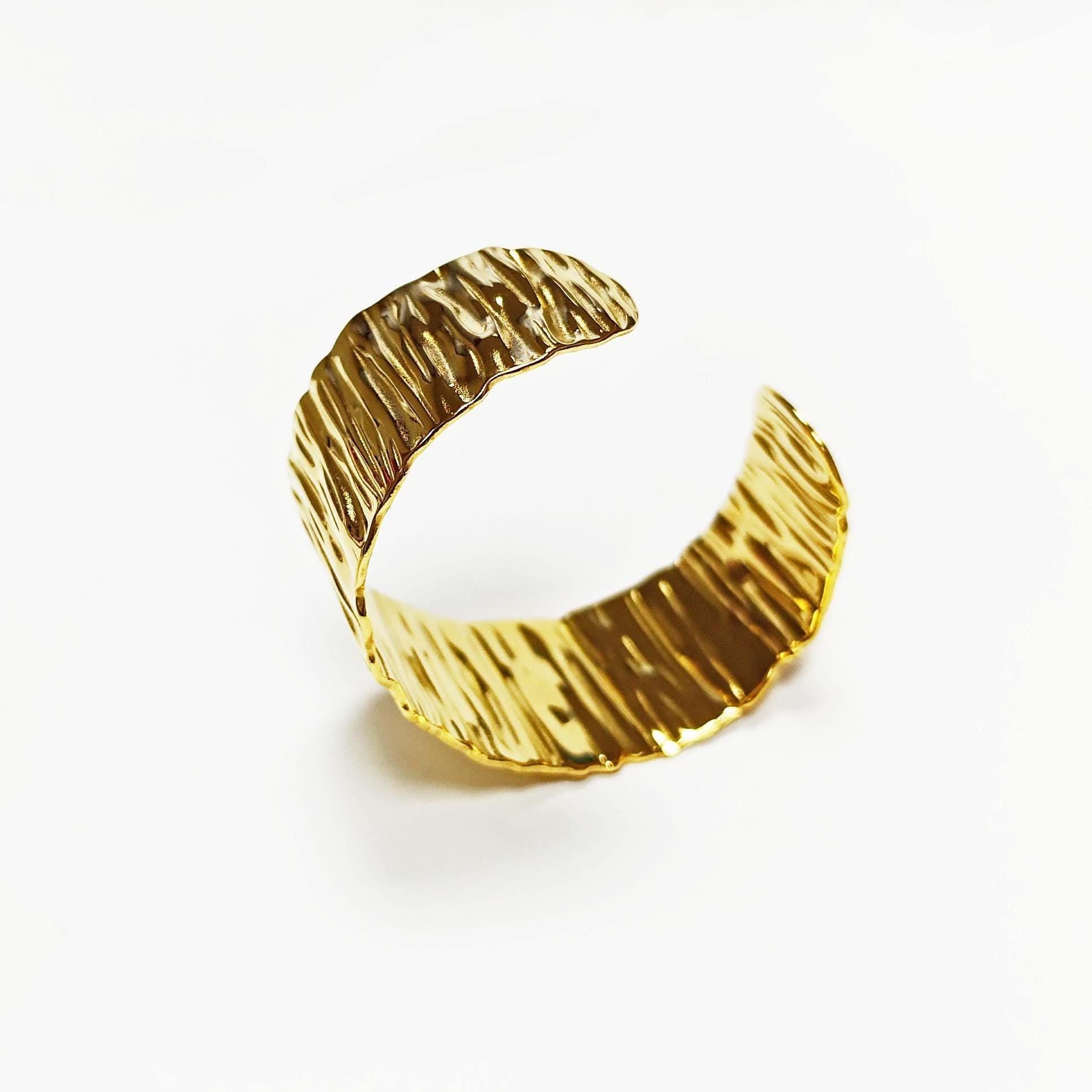 Hammered Gold Cuff Bracelet • 18K Gold Filled Open Bangle