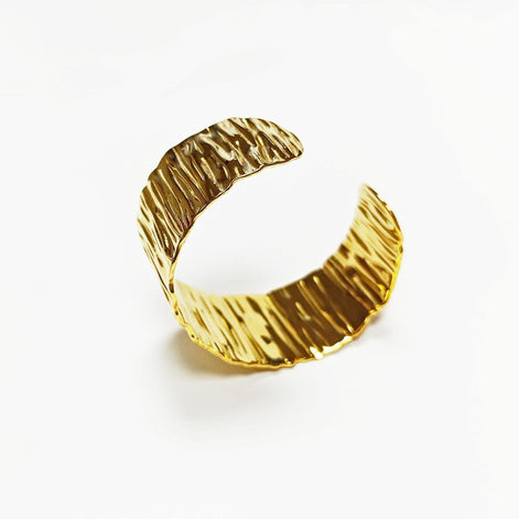 Hammered Gold Cuff Bracelet • 18K Gold Filled Open Bangle