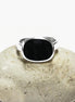 Small Square Ring, 925 Sterling Silver, Genuine Onyx Stone, Modern Geometric Jewelry, Minimalist Signet ring,