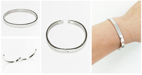Modern Open Bangle Bracelet • Stainless Steel • Classic Reclosable Bangle • Minimalist Sleek Jewelry • Closable Slim Cuff • Gift for Women