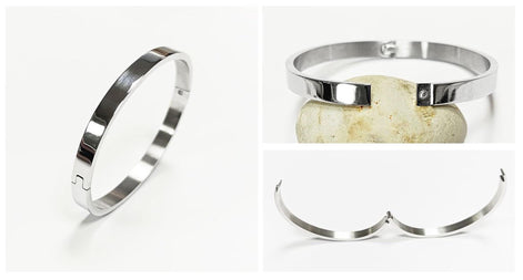 Modern Open Bangle Bracelet • Stainless Steel • Classic Reclosable Bangle • Minimalist Sleek Jewelry • Closable Slim Cuff • Gift for Women