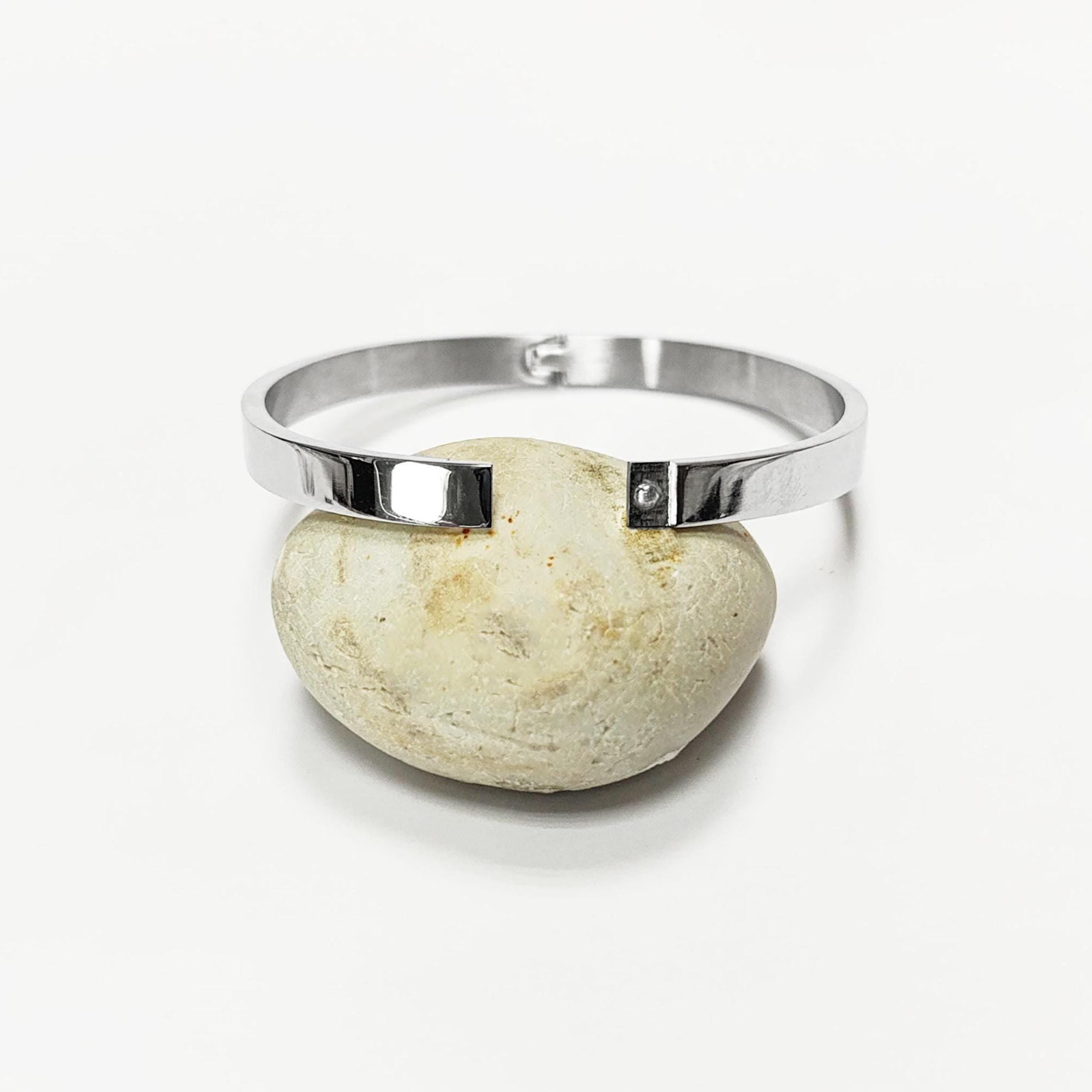 Modern Open Bangle Bracelet • Stainless Steel • Classic Reclosable Bangle • Minimalist Sleek Jewelry • Closable Slim Cuff • Gift for Women