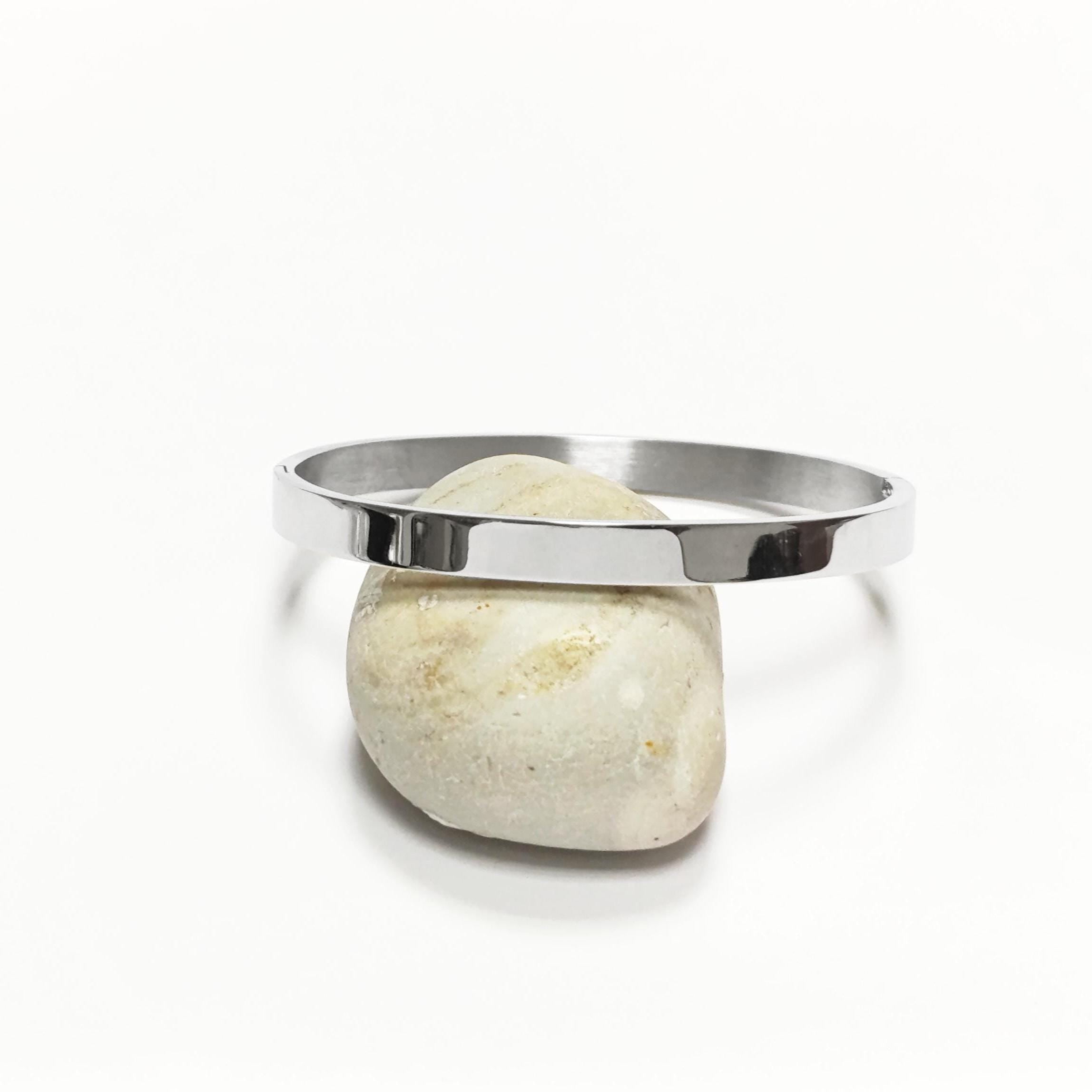 Modern Open Bangle Bracelet • Stainless Steel • Classic Reclosable Bangle • Minimalist Sleek Jewelry • Closable Slim Cuff • Gift for Women